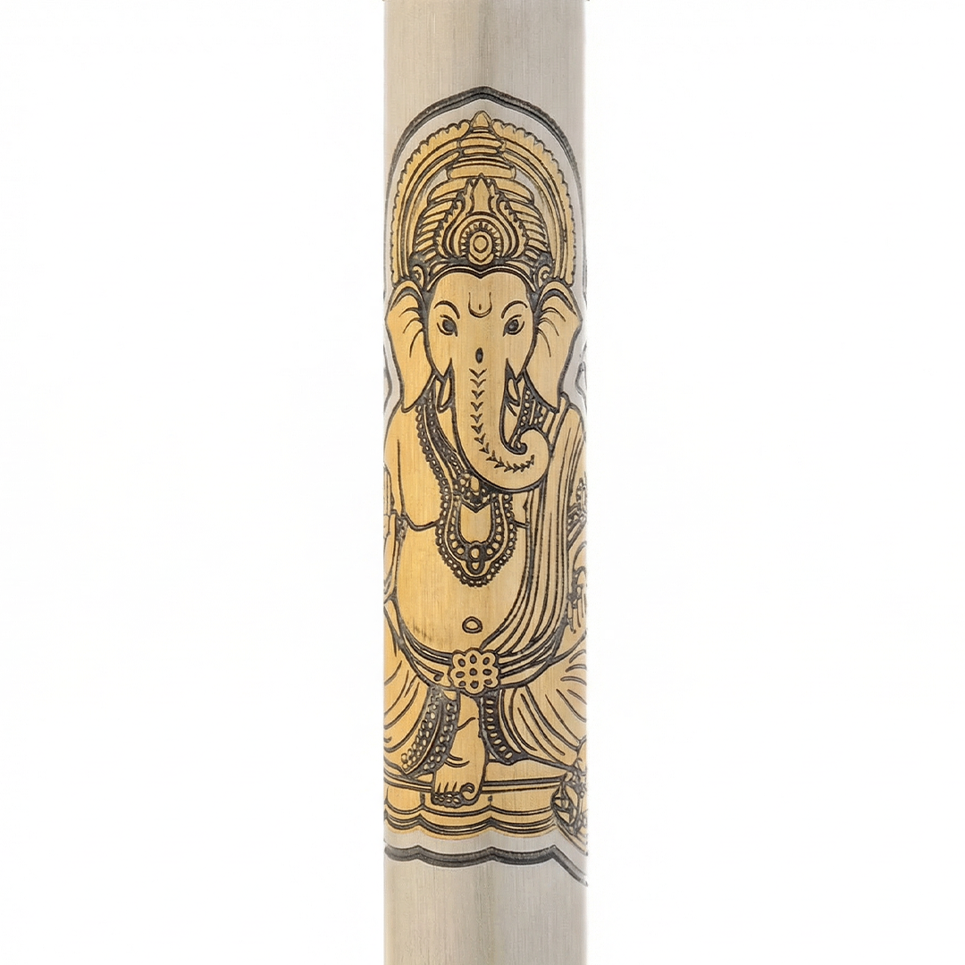 Personalised Sacred Lord Ganeshji Metal Roller Pen with Rudraksh Bead Embed - The Gifting Era