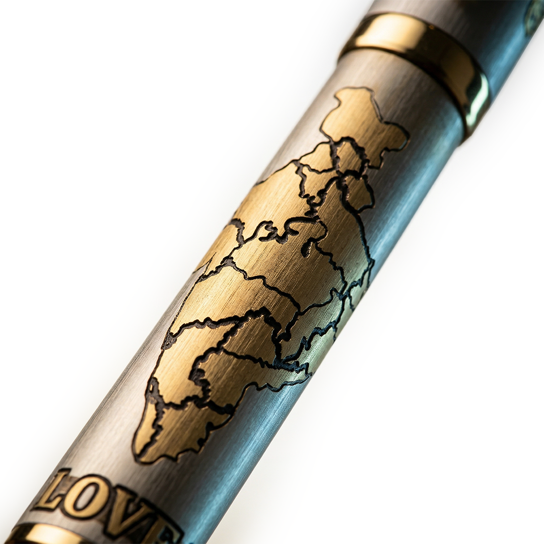 Satyamev Jayate X I love India Engraved Premium Metal Roller Pen With Crystals on Top - The Gifting Era