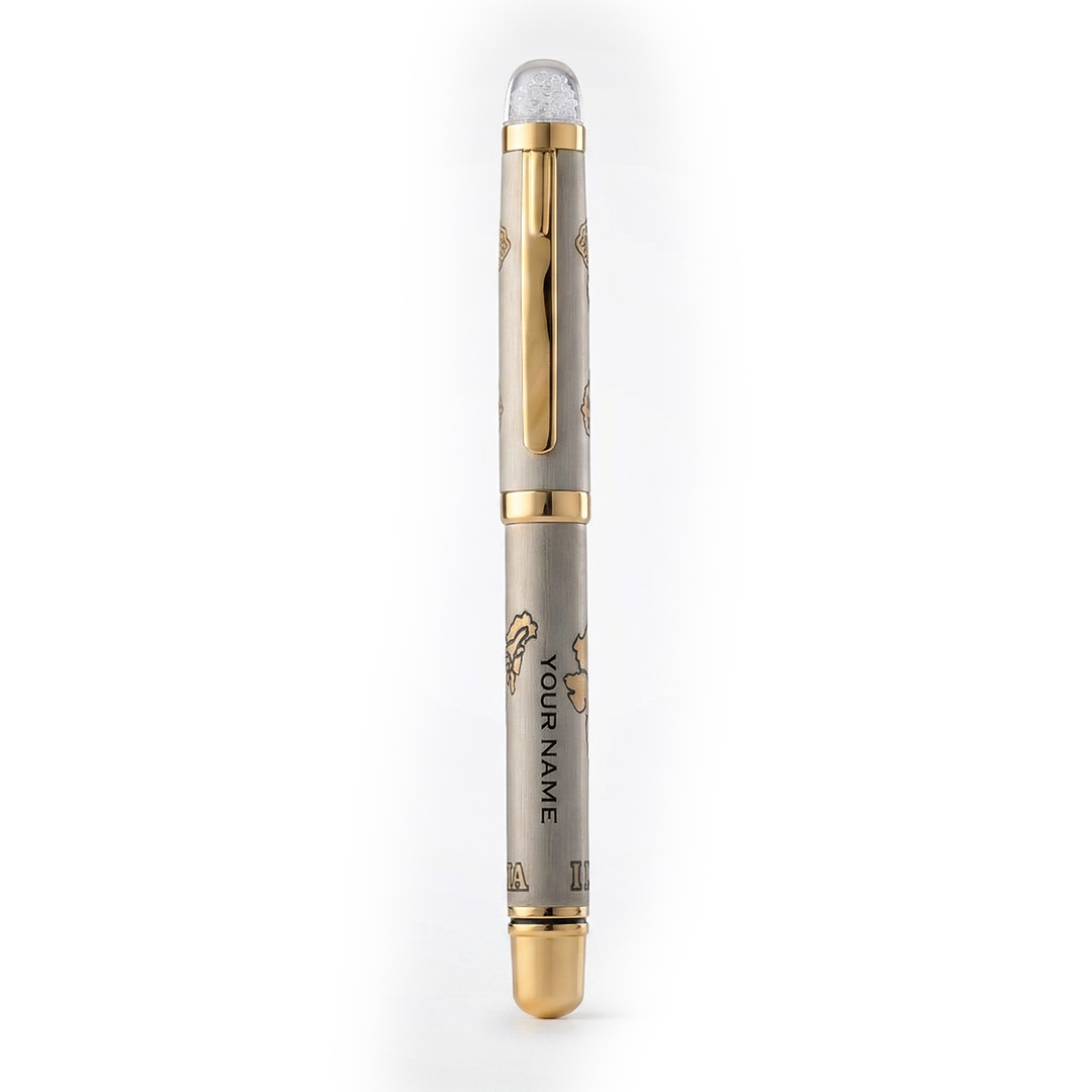 Satyamev Jayate X I love India Engraved Premium Metal Roller Pen With Crystals on Top - The Gifting Era