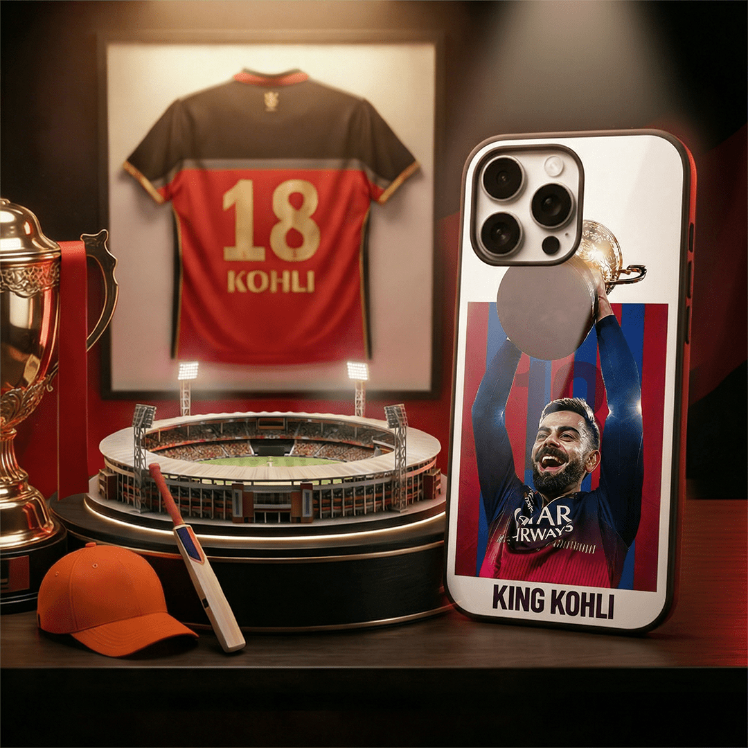 King Kohli Trophy Moment - IPL Edition Metallic Glossy Finish TPU 360° Protection Phone Case - The Gifting Era