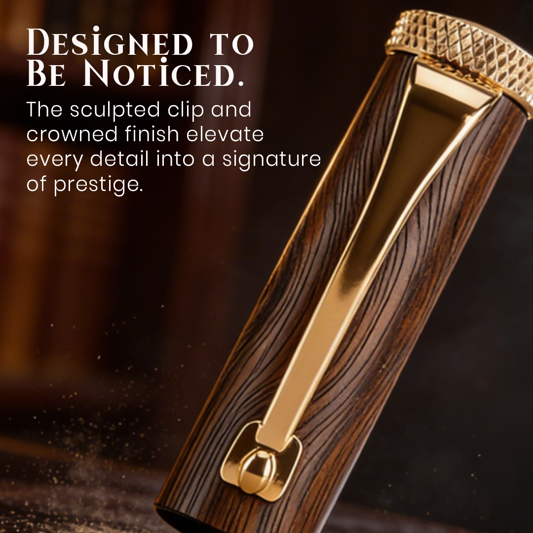 Woodwright Limited Edition Wooden Textured Metallic Fountain Pen - Imperial Blue Gold - The Gifting Era