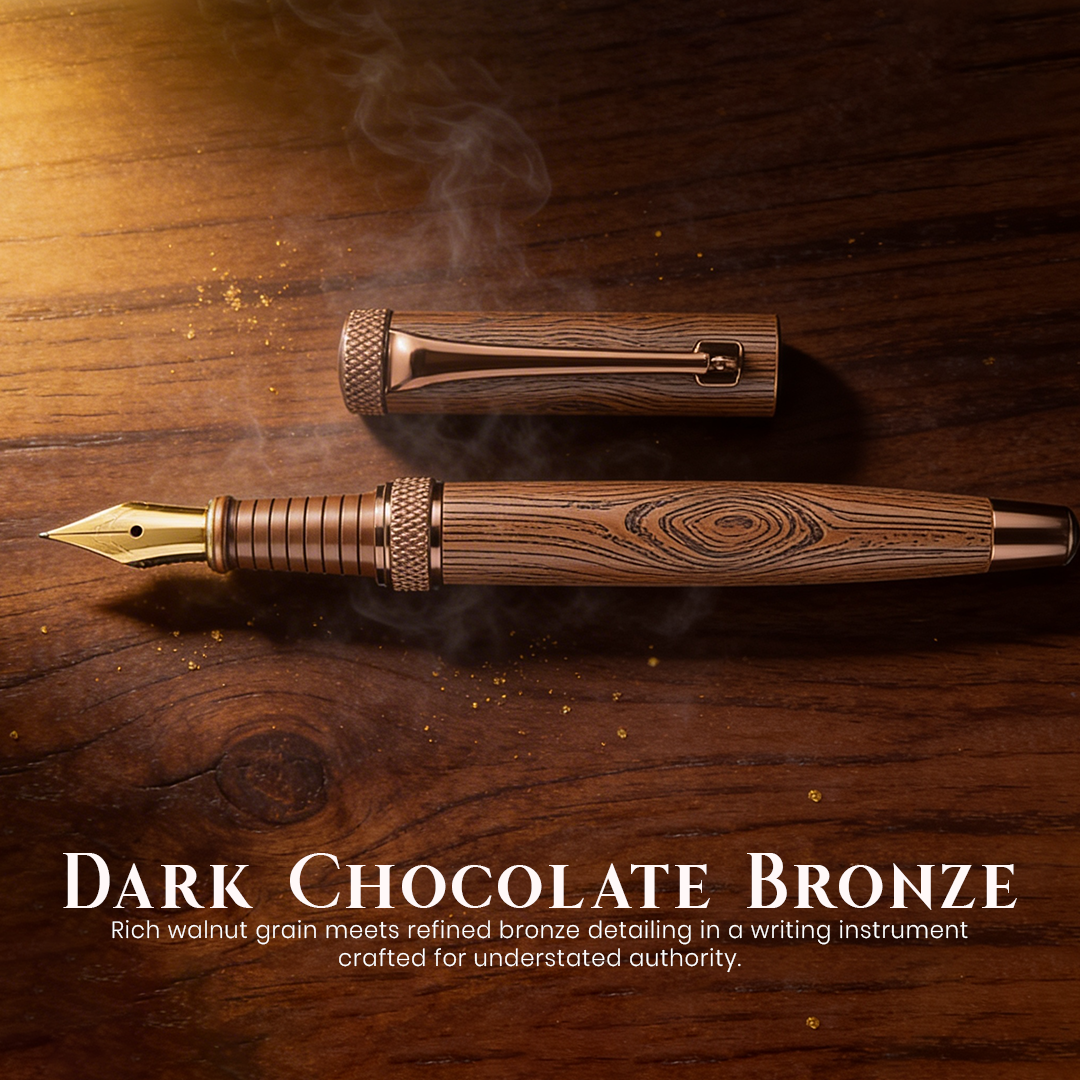 Woodwright Limited Edition Wooden Textured Metallic Fountain Pen - Imperial Blue Gold - The Gifting Era