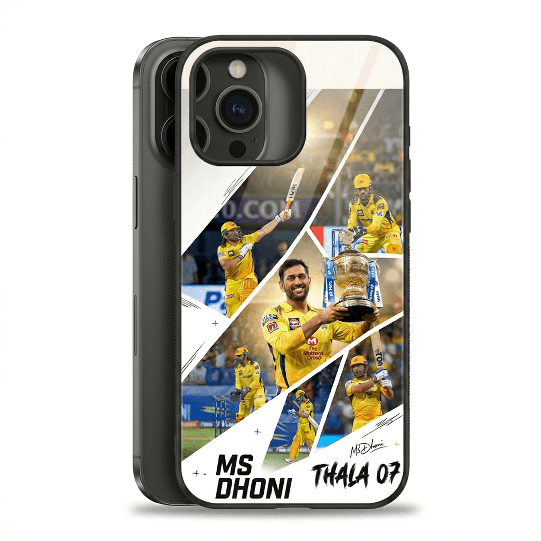 MS Dhoni Thala 07 Moments Collage - IPL Edition Metallic Glossy Finish TPU 360° Protection Phone Case - The Gifting Era