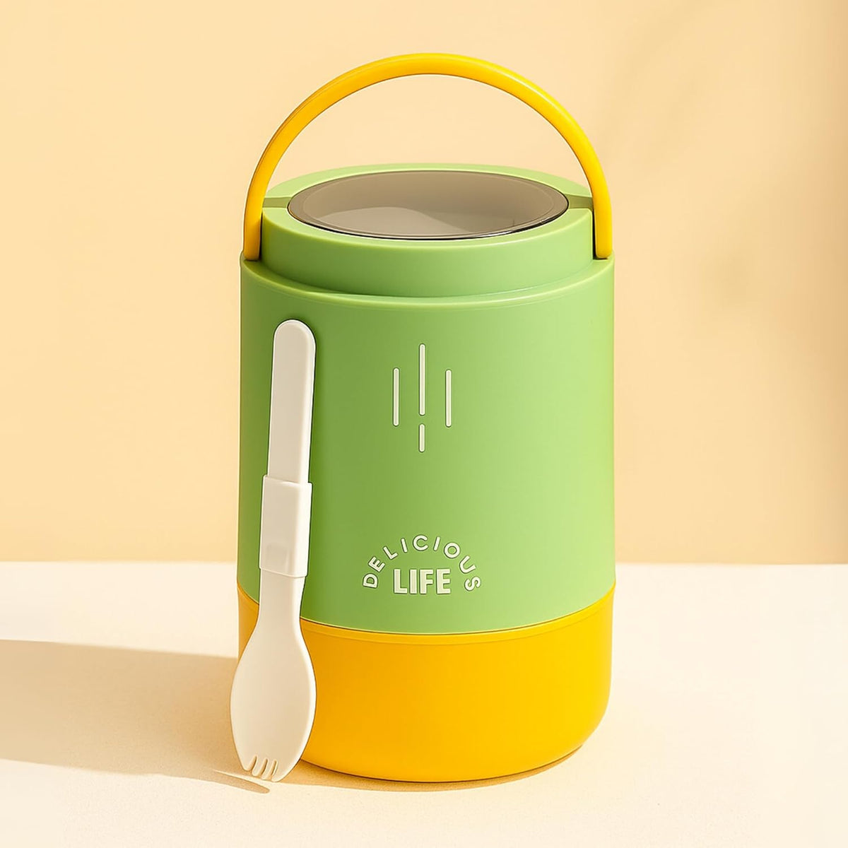Personalised 3 Tier Vacuum Insulated Hot & Cold Jumbo Lunch Box with Foldable Spoon - 900 ML - The Gifting Era