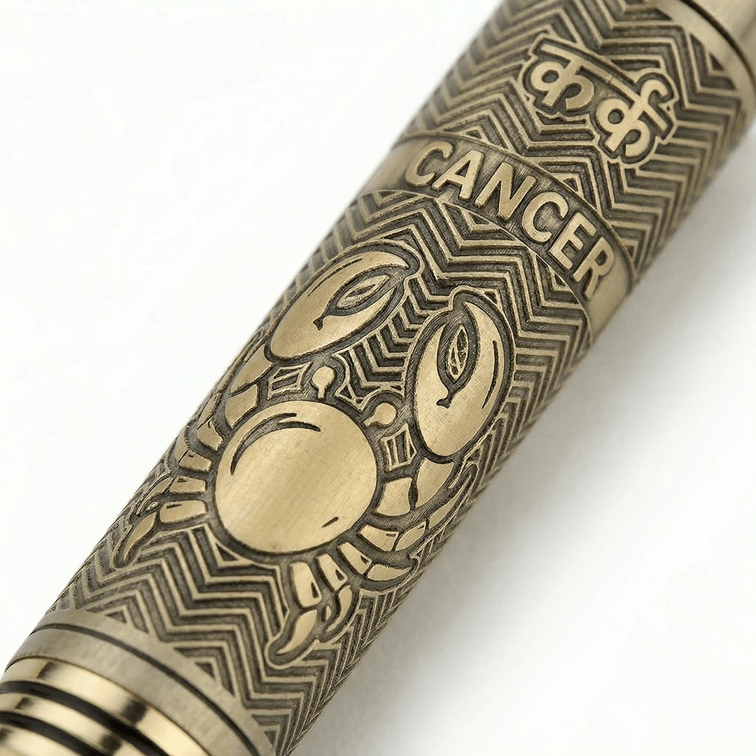 Personalised Cancer / कर्क Zodiac Engraved Premium Metal Twist Ball Pen with Crystal Top - The Gifting Era
