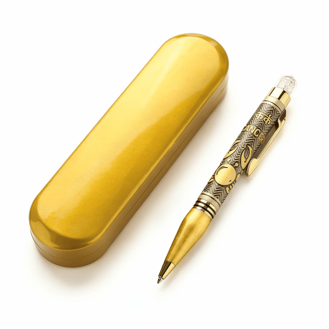 Personalised Cancer / कर्क Zodiac Engraved Premium Metal Twist Ball Pen with Crystal Top - The Gifting Era