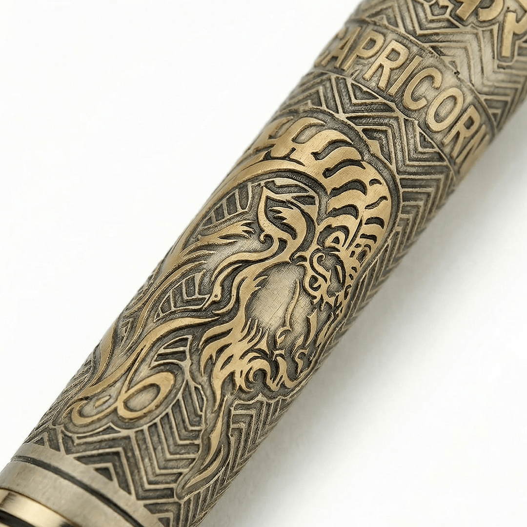 Personalised Capricorn / मकर Zodiac Engraved Premium Metal Twist Ball Pen with Crystal Top - The Gifting Era