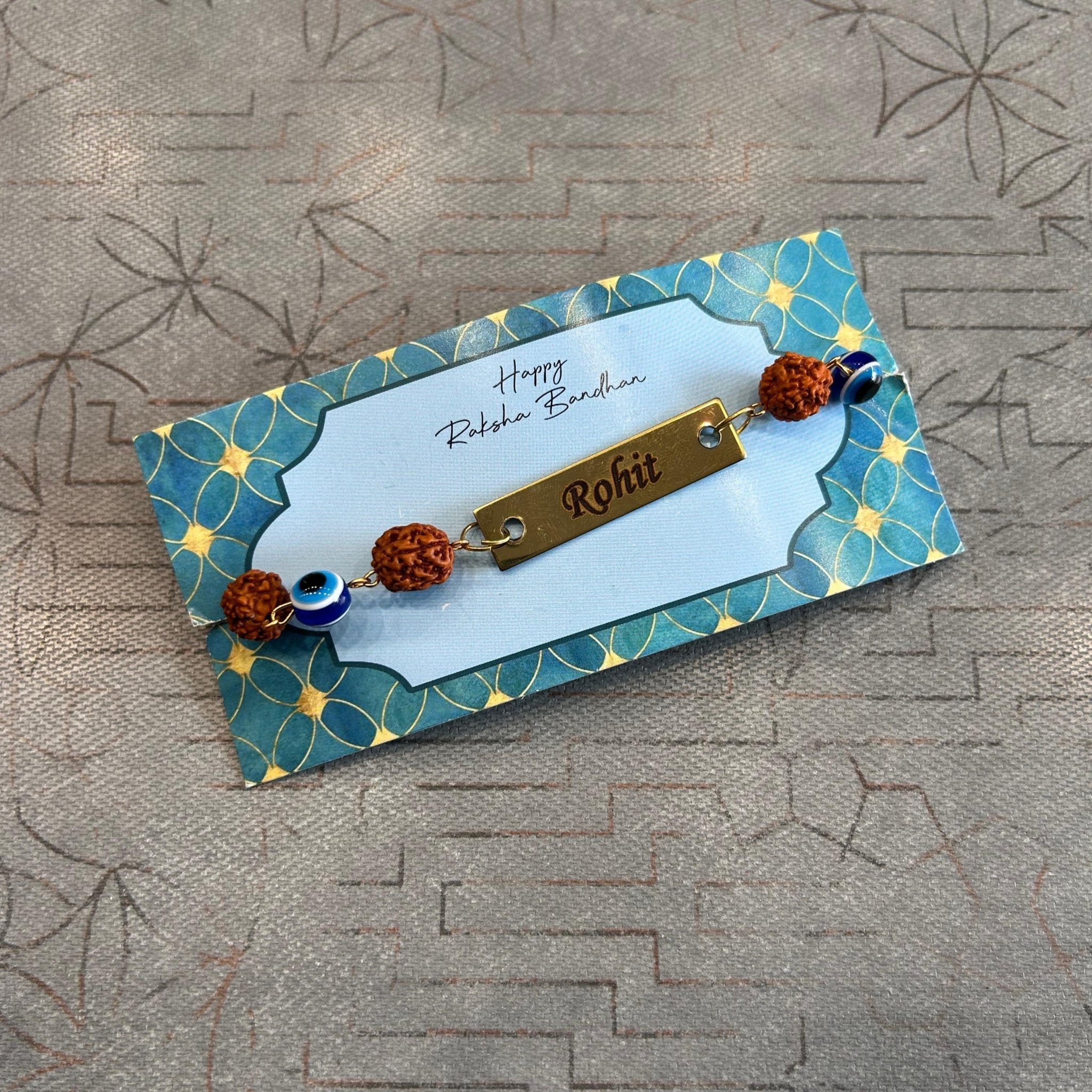 Personalised Evil Eye Rudraksh Rakhi - Raksha Bandhan Special - The Gifting Era