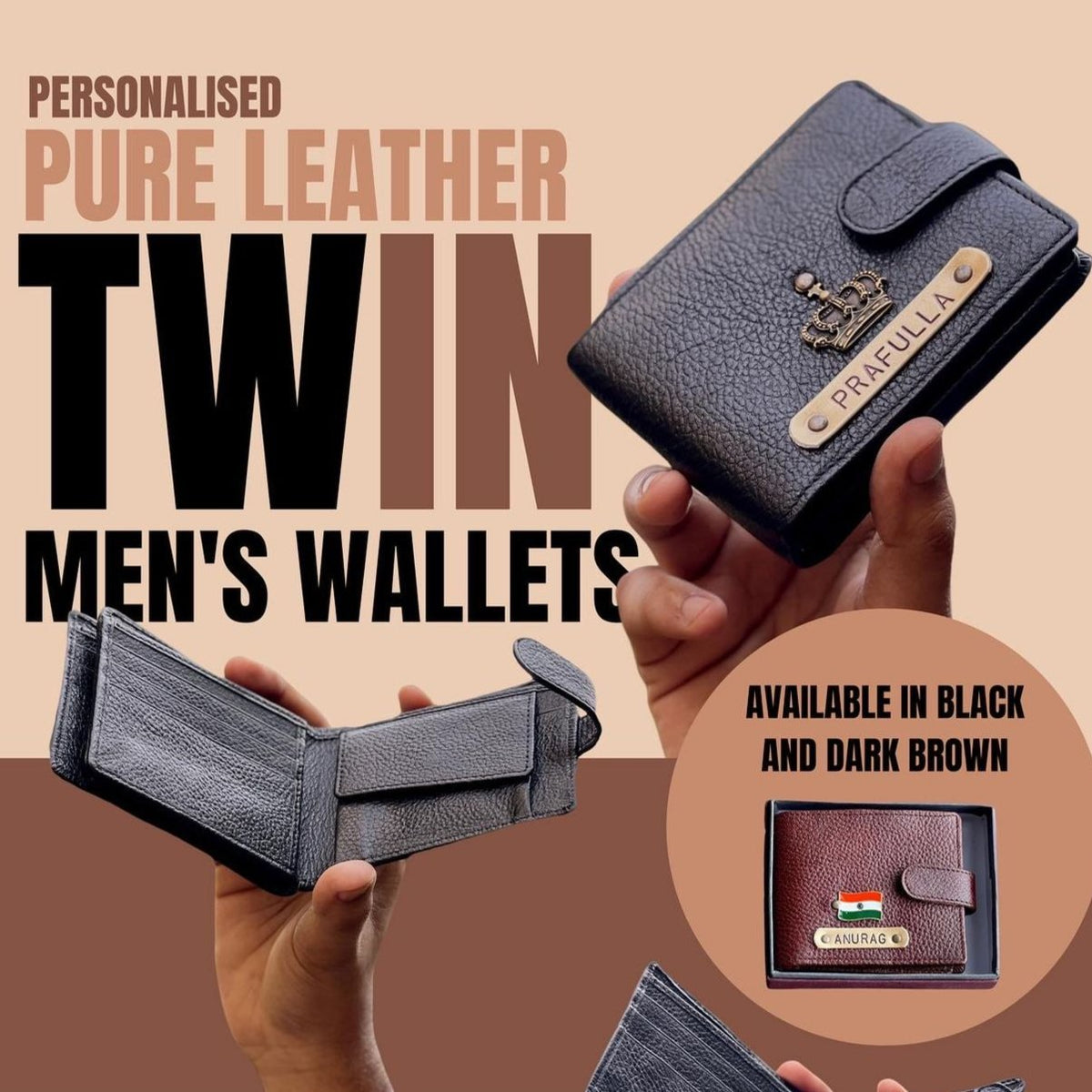 Personalised Genuine Leather Twin Men's Wallet - LETMW - The Gifting Era