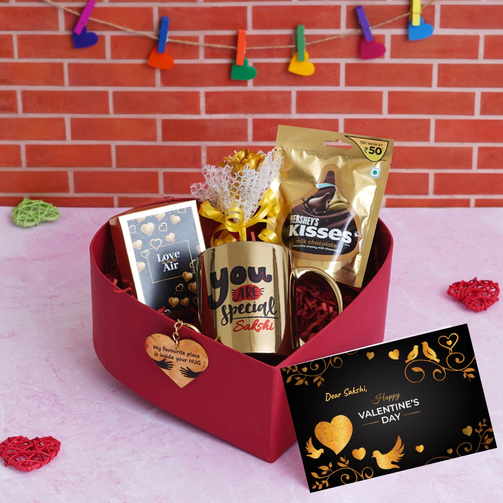 Personalised Golden Bliss Valentines Gift Hamper - The Gifting Era