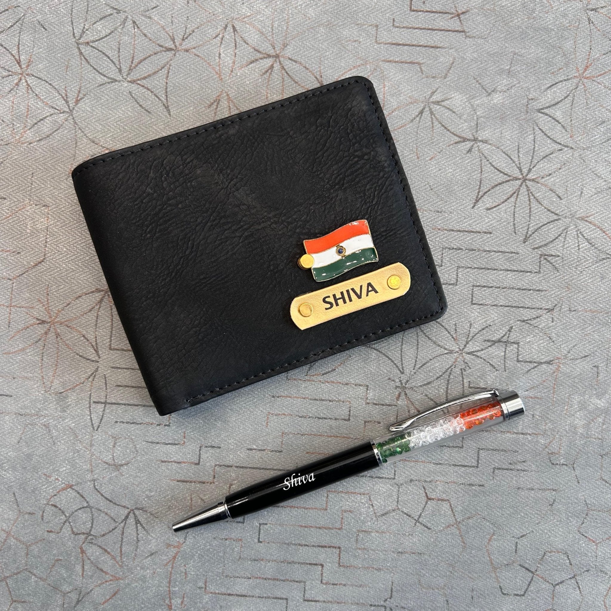 Personalised Indian Tiranga Themed Turbo Mens Wallet & Crystal Pen - The Gifting Era