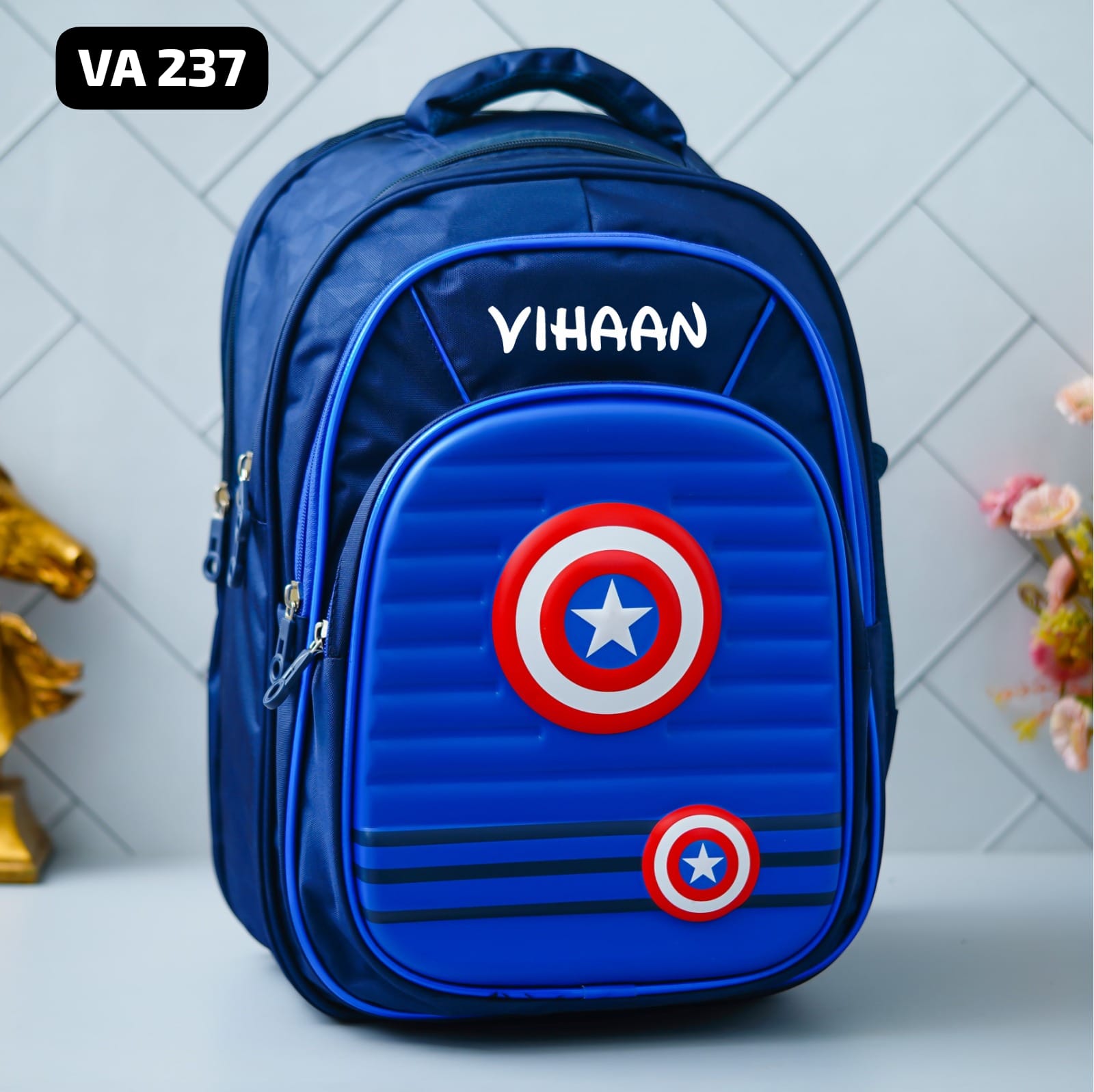Personalised Kids Captain America Theme Premium School Bag Hamper (VA237) - The Gifting Era