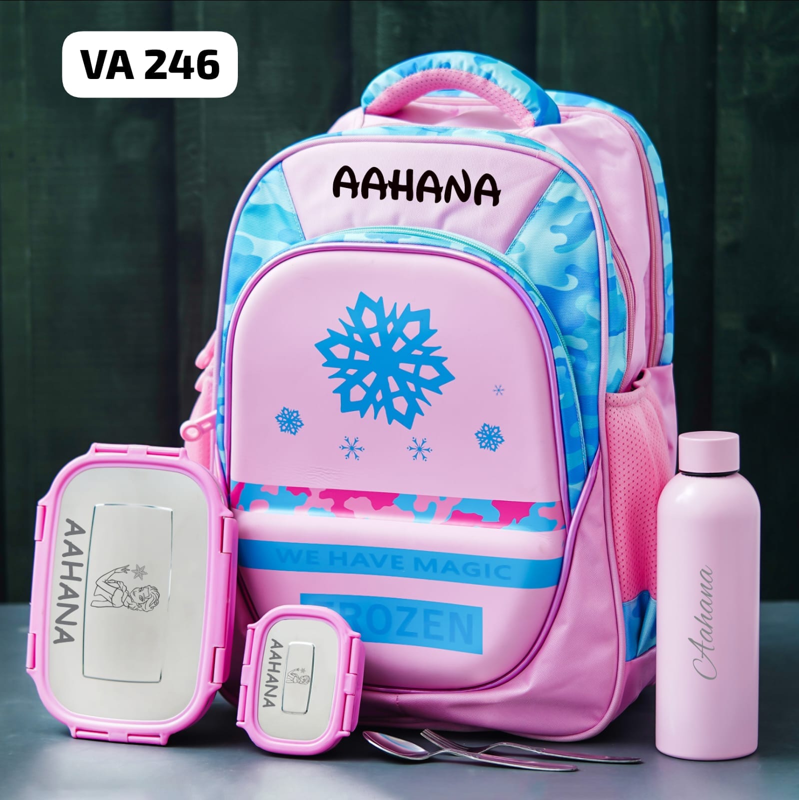 Personalised Kids Frozen Theme Premium School Bag Hamper (VA246) - The Gifting Era