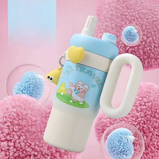 Personalised Kids Rainbow Sip Tumbler with Double Wall Vacuum Hot & Cold - Leakproof - 900 ML - The Gifting Era