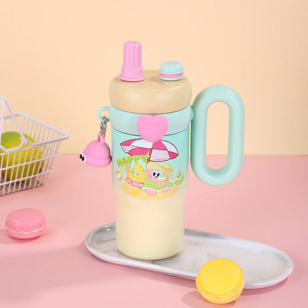 Personalised Kids Rainbow Sip Tumbler with Double Wall Vacuum Hot & Cold - Leakproof - 900 ML - The Gifting Era