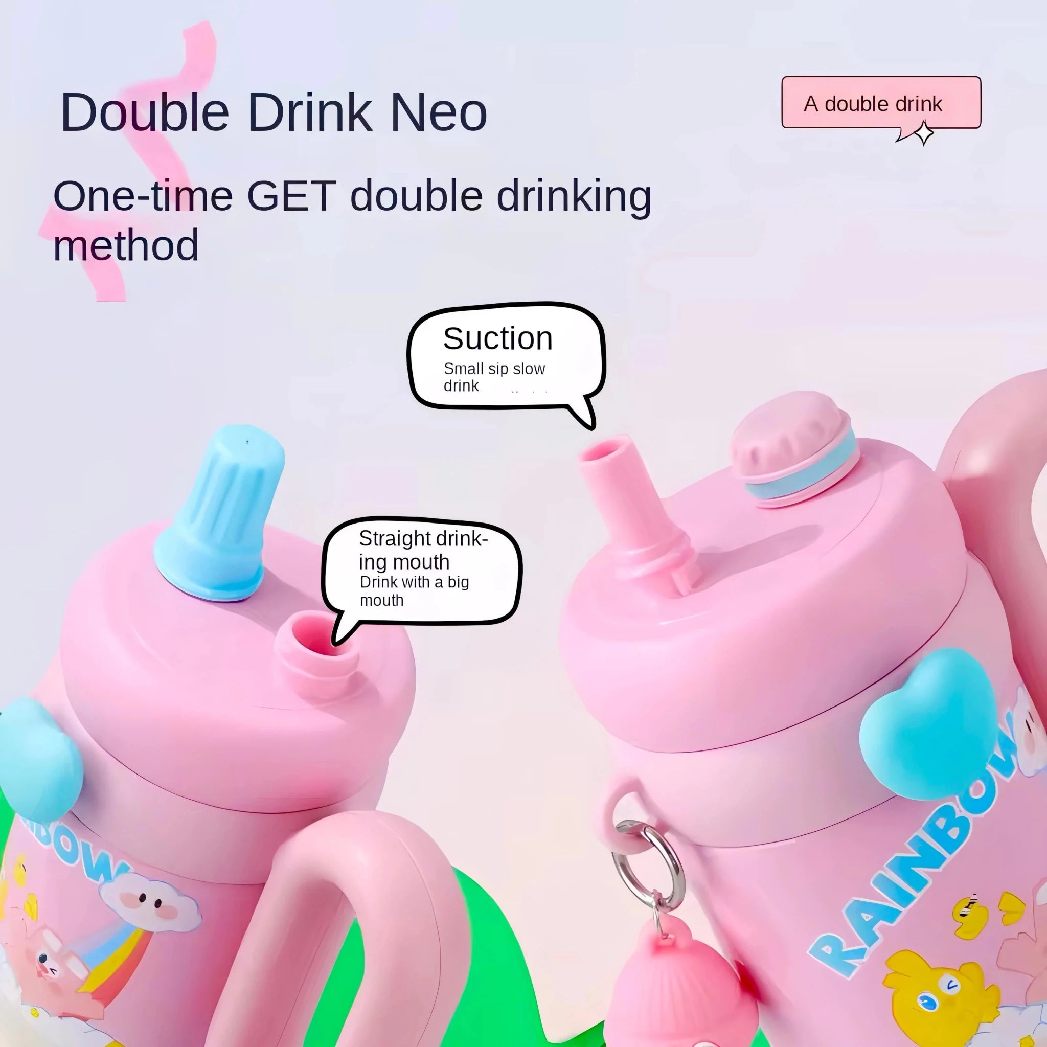 Personalised Kids Rainbow Sip Tumbler with Double Wall Vacuum Hot & Cold - Leakproof - 900 ML - The Gifting Era