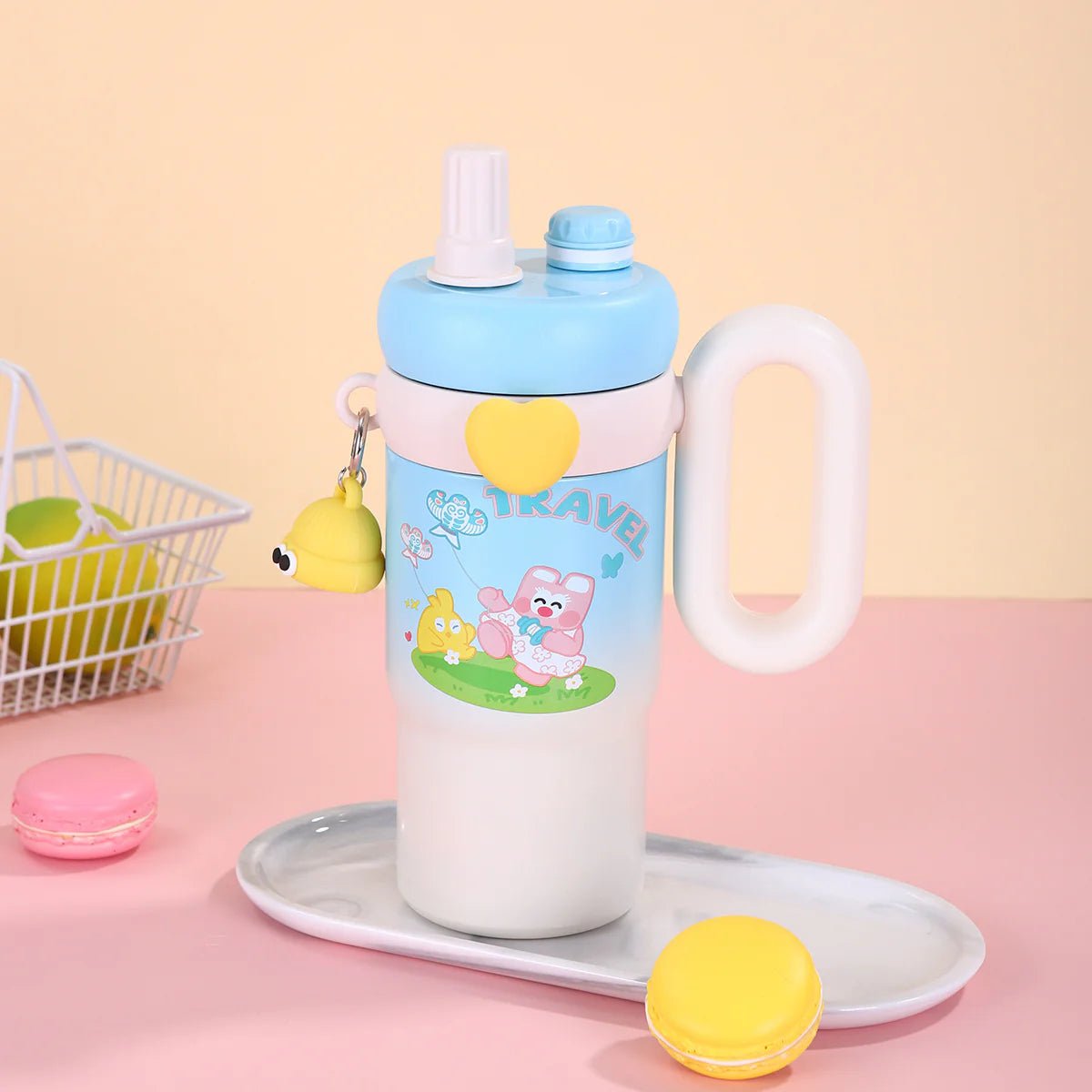 Personalised Kids Rainbow Sip Tumbler with Double Wall Vacuum Hot & Cold - Leakproof - 900 ML - The Gifting Era