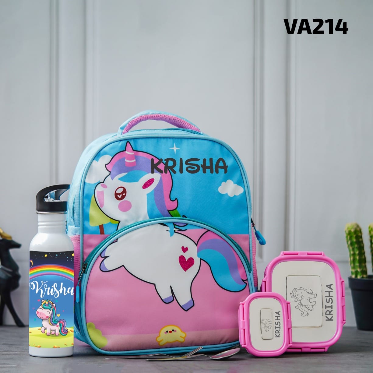 Personalised Kids Unicorn Theme Premium School Bag Hamper (VA214) - The Gifting Era