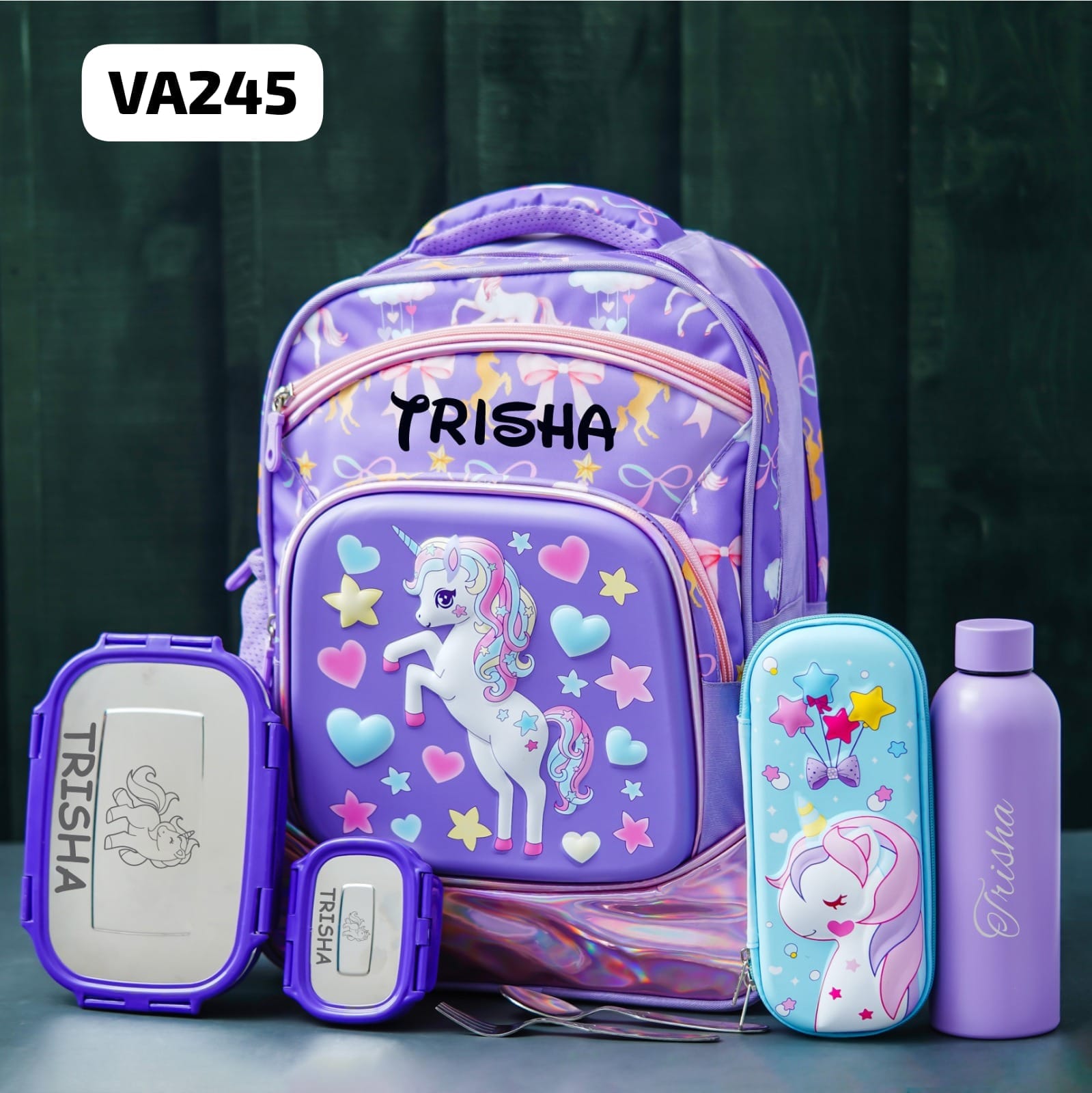 Personalised Kids Unicorn Theme Premium School Bag Hamper (VA245) - The Gifting Era