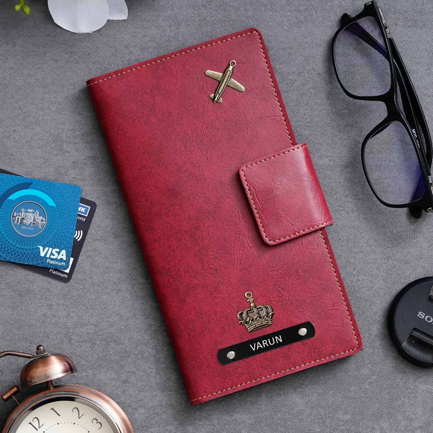 Personalised Leather Long Passport Cover Organiser - The Gifting Era