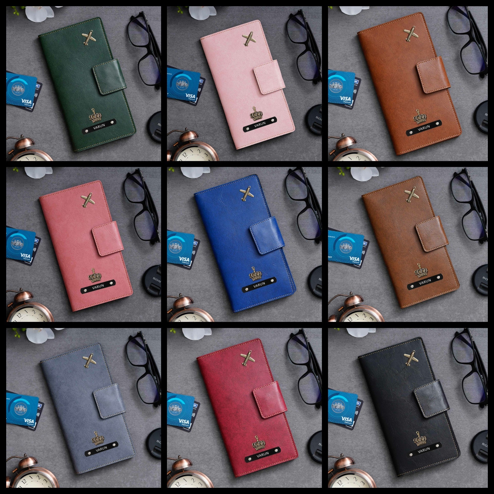 Personalised Leather Long Passport Cover Organiser - The Gifting Era
