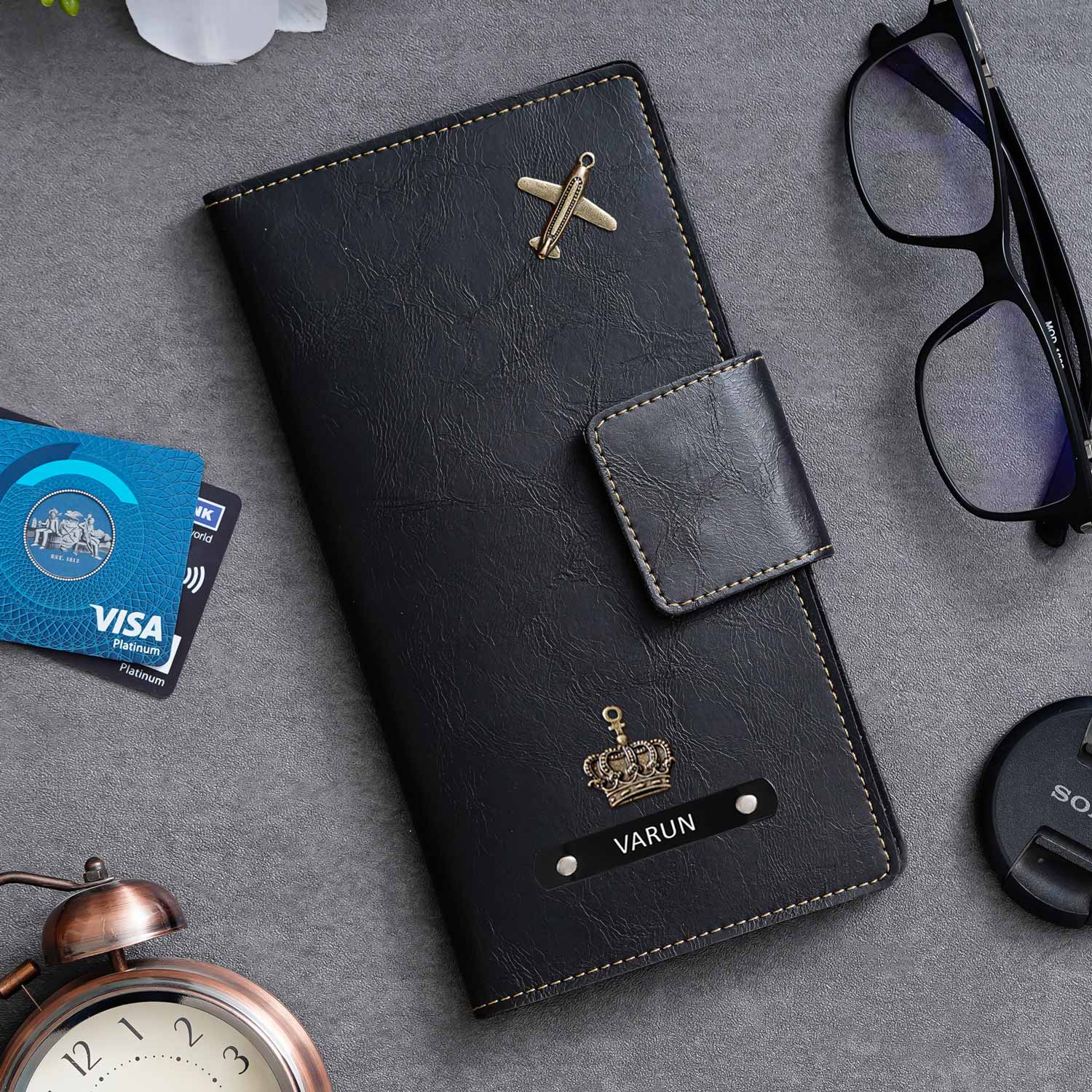 Personalised Leather Long Passport Cover Organiser - The Gifting Era