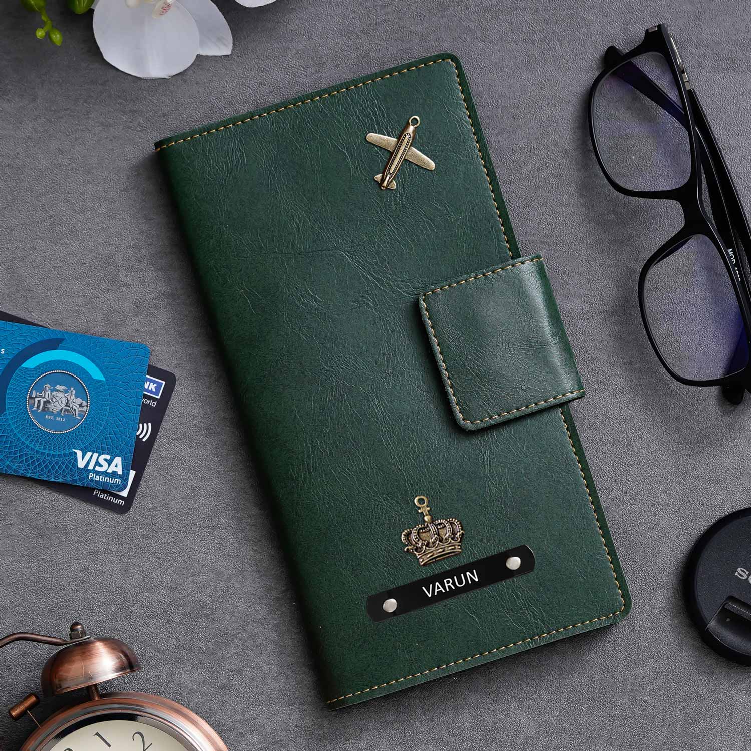 Personalised Leather Long Passport Cover Organiser - The Gifting Era