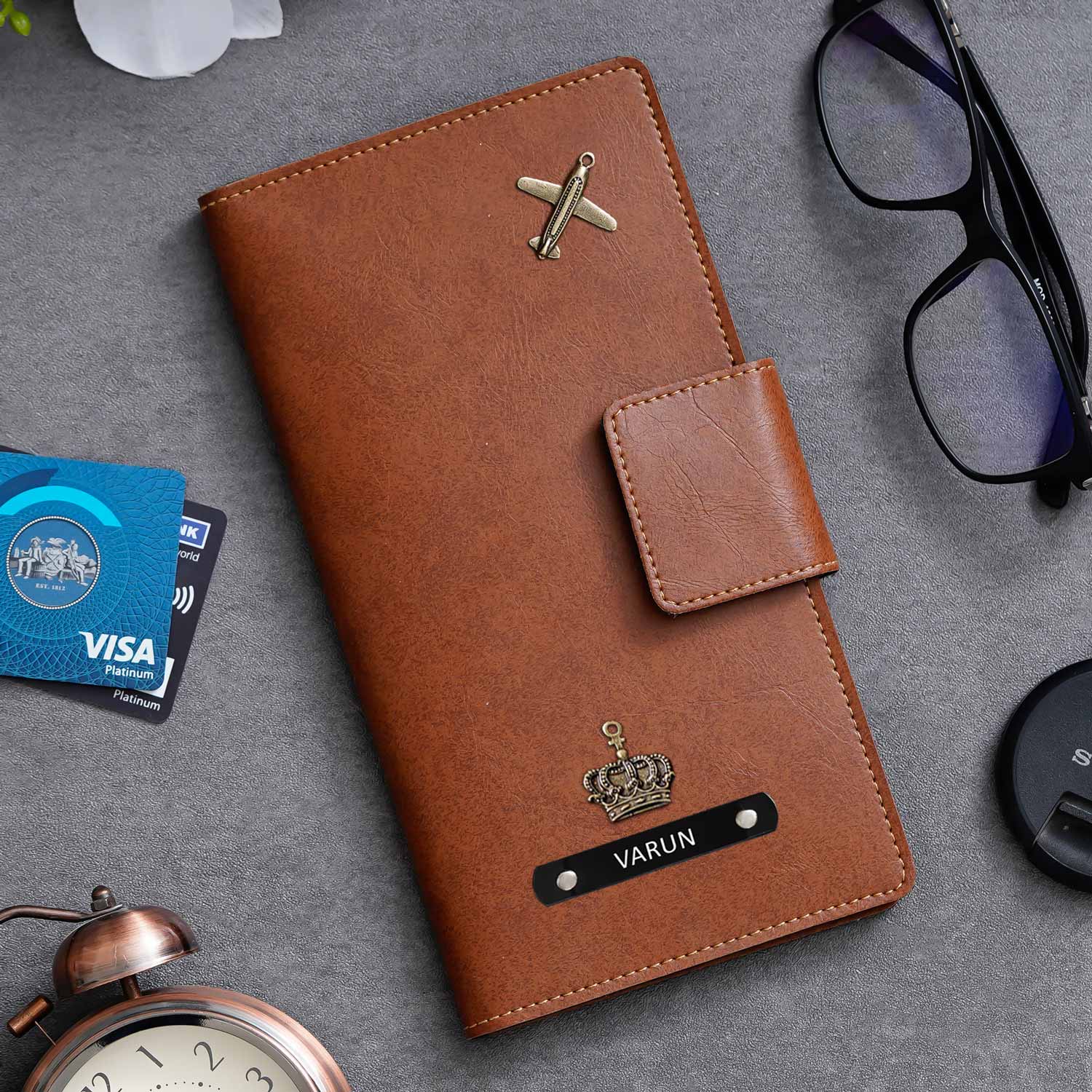 Personalised Leather Long Passport Cover Organiser - The Gifting Era