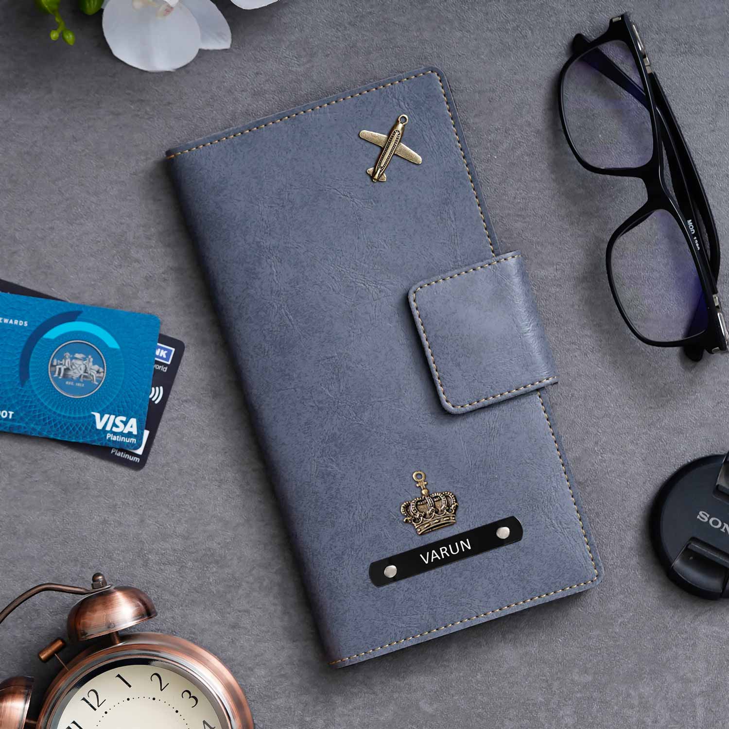 Personalised Leather Long Passport Cover Organiser - The Gifting Era