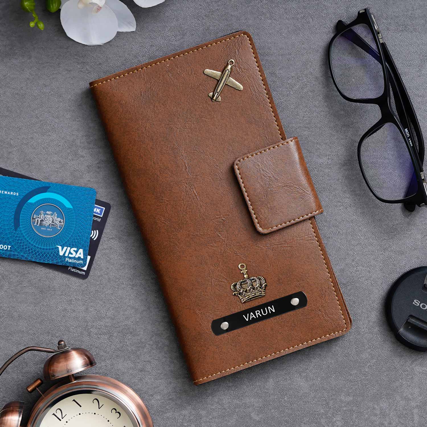Personalised Leather Long Passport Cover Organiser - The Gifting Era