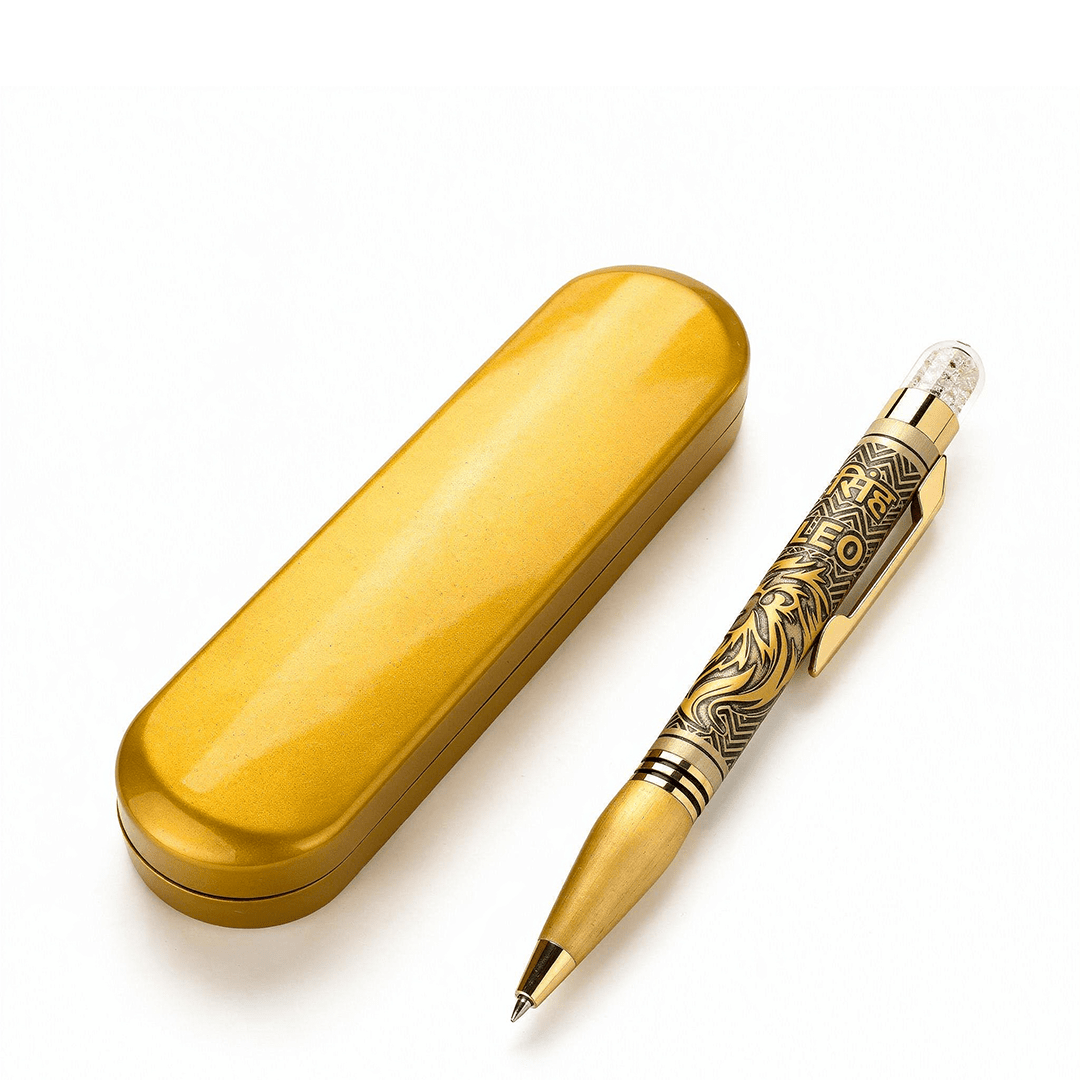 Personalised Leo / सिंह Zodiac Engraved Premium Metal Twist Ball Pen with Crystal Top - The Gifting Era
