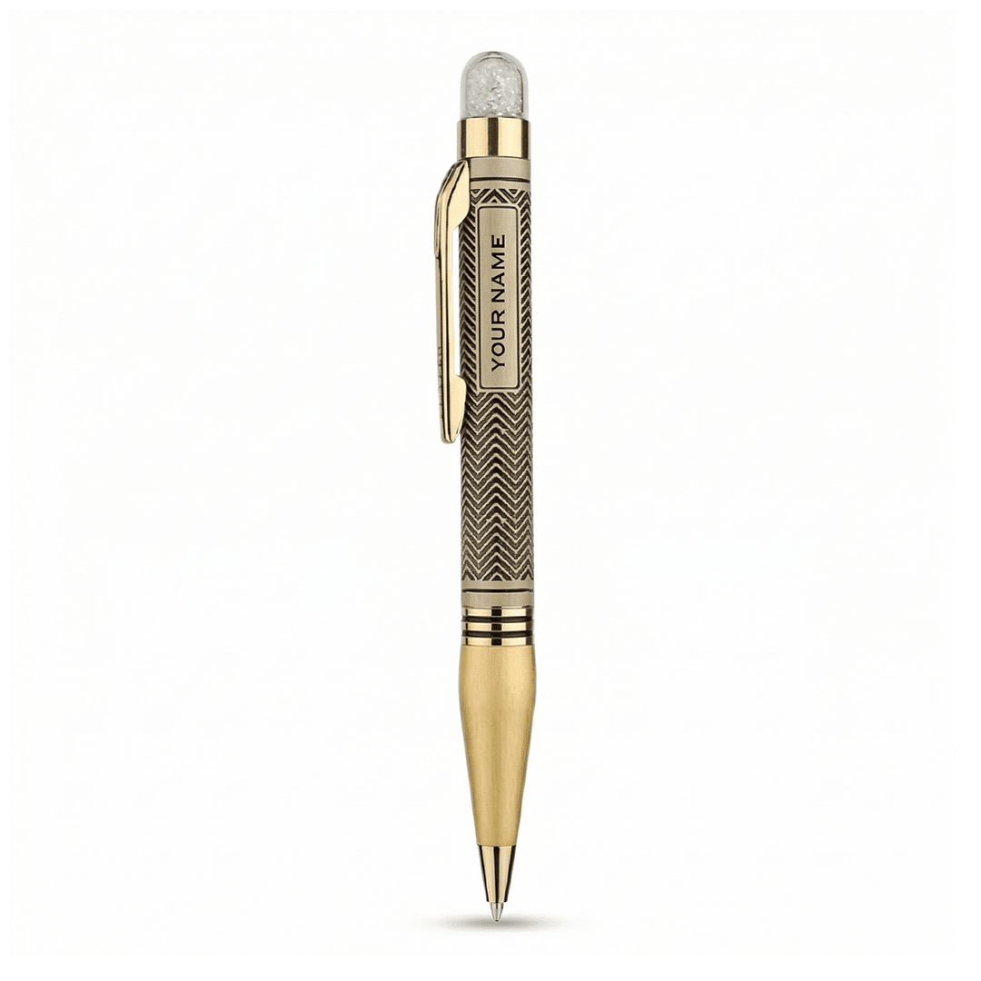 Personalised Pisces / मीन Zodiac Engraved Premium Metal Twist Ball Pen with Crystal Top - The Gifting Era