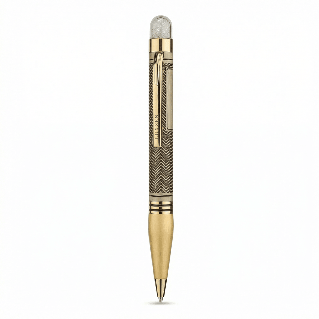 Personalised Pisces / मीन Zodiac Engraved Premium Metal Twist Ball Pen with Crystal Top - The Gifting Era