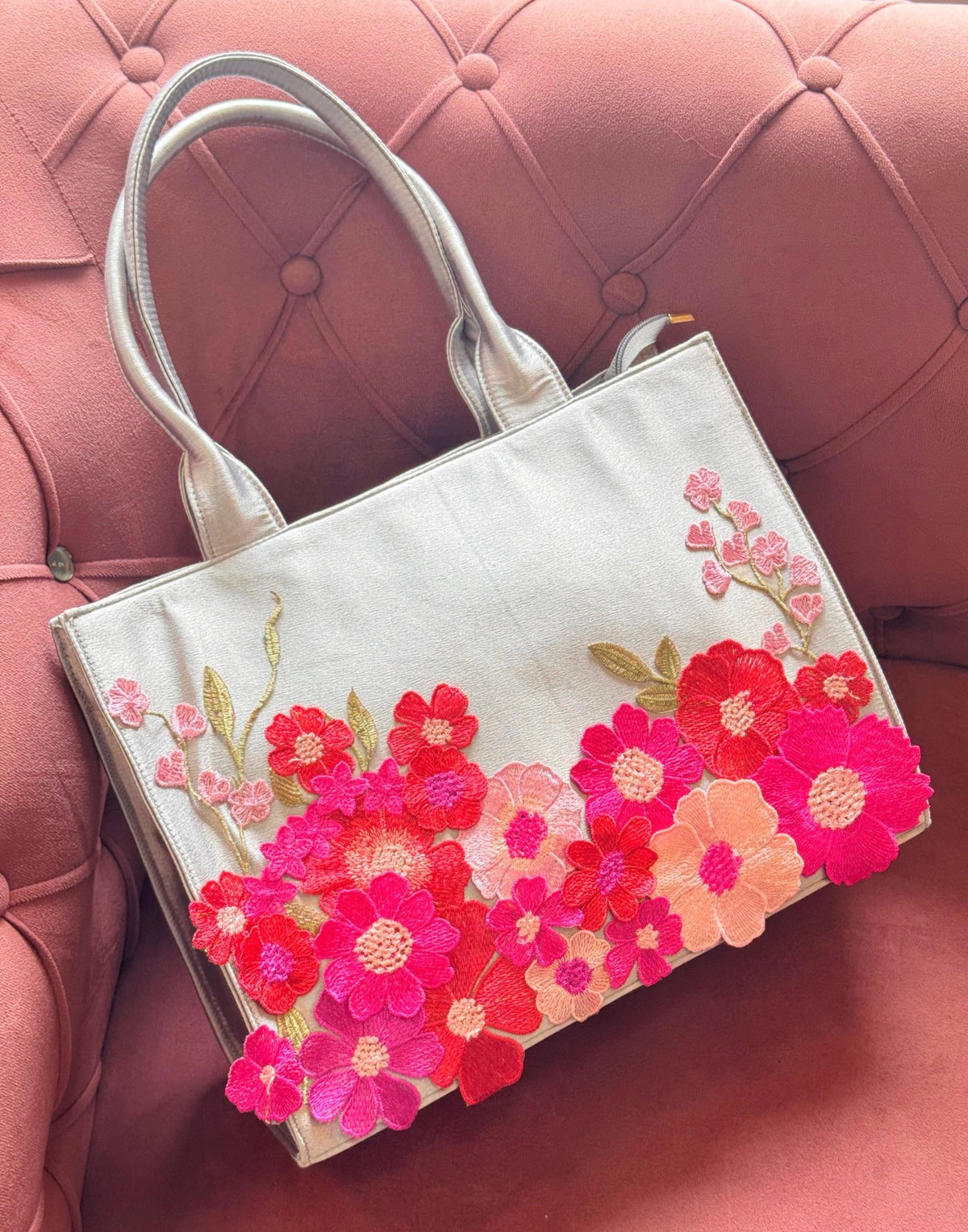 Personalised Premium Handcrafted Bloom Floral Satin Hand Bag - Limited Edition - The Gifting Era