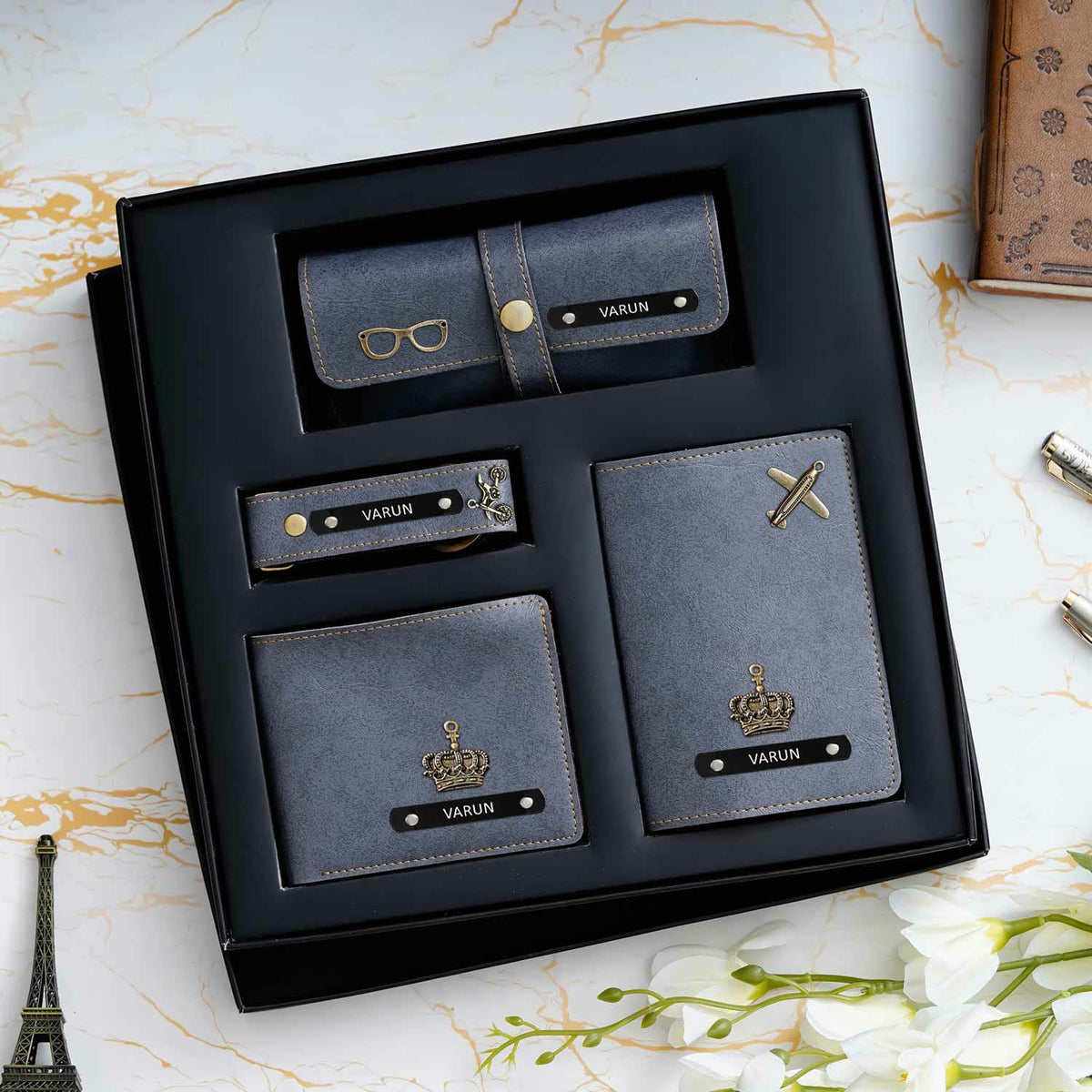 Personalised Premium Imported Leather Set of 4 for Men's - The Gifting Era