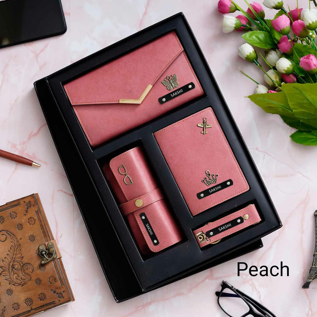 Personalised Premium Imported Leather Set of 4 for Women's - The Gifting Era