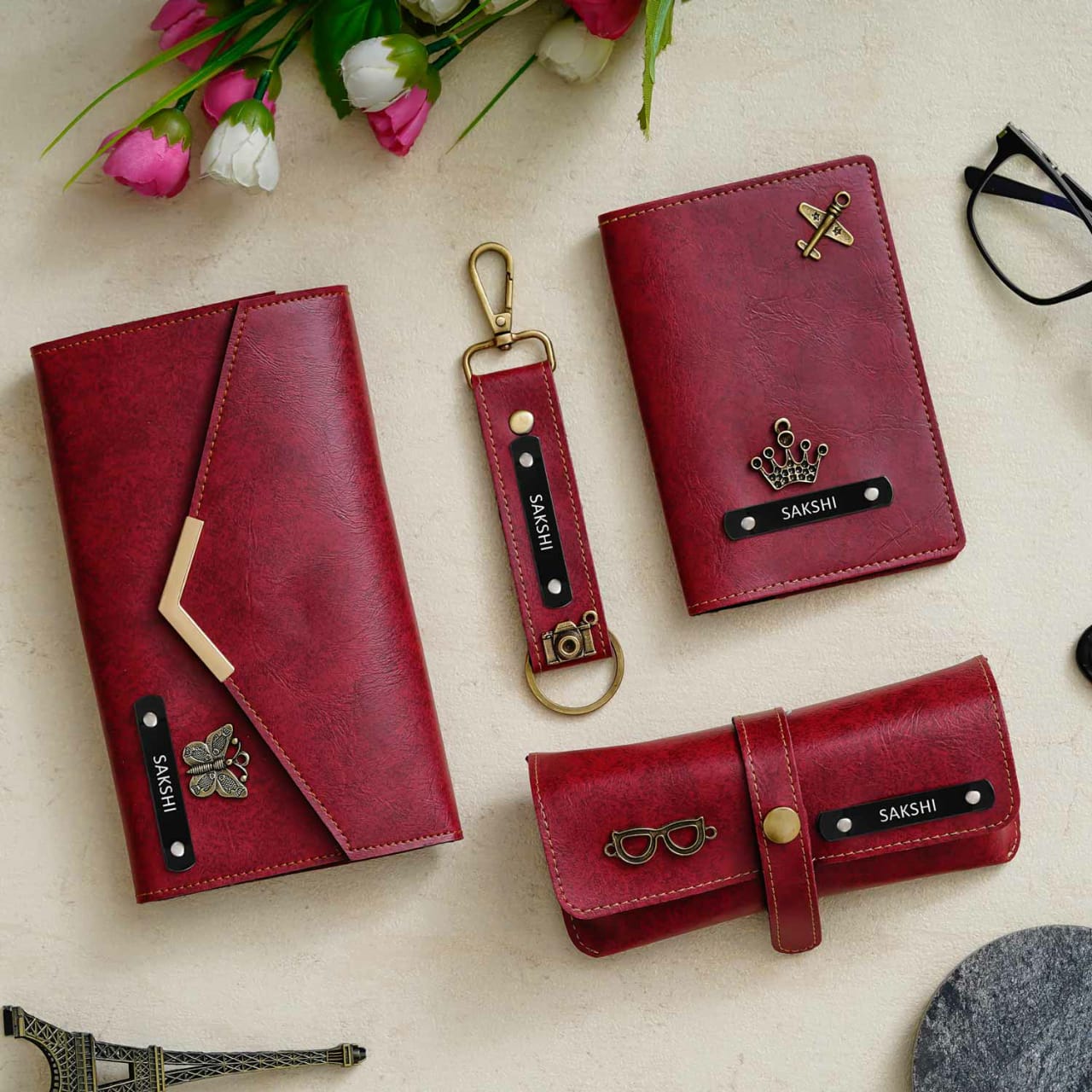 Personalised Premium Imported Leather Set of 4 for Women's - The Gifting Era