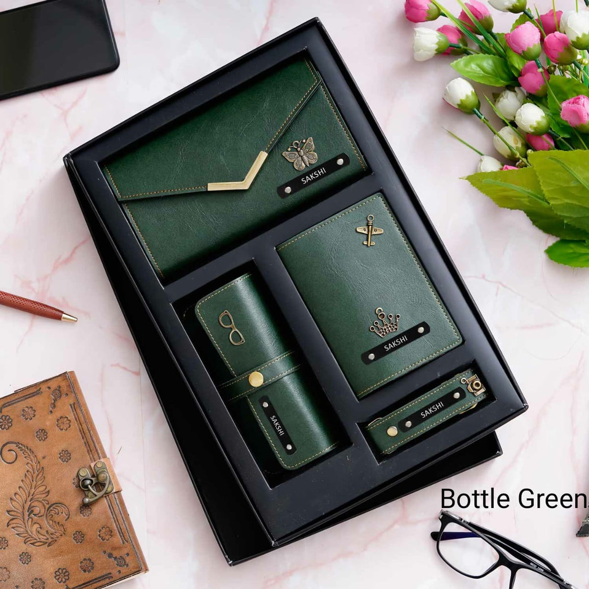 Personalised Premium Imported Leather Set of 4 for Women's - The Gifting Era