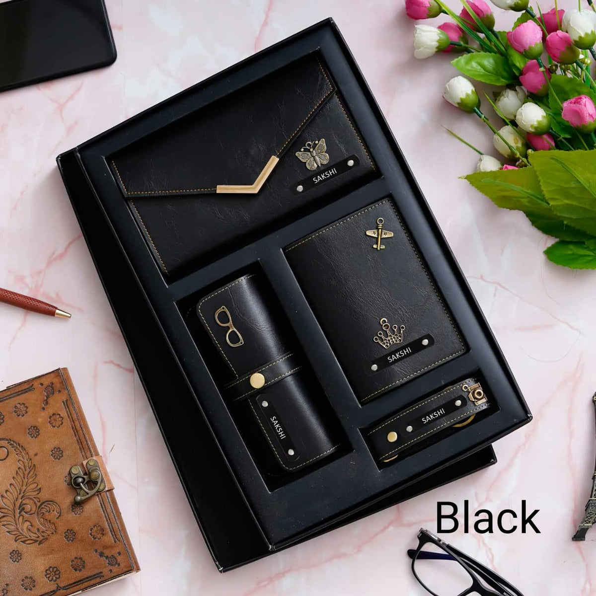 Personalised Premium Imported Leather Set of 4 for Women's - The Gifting Era