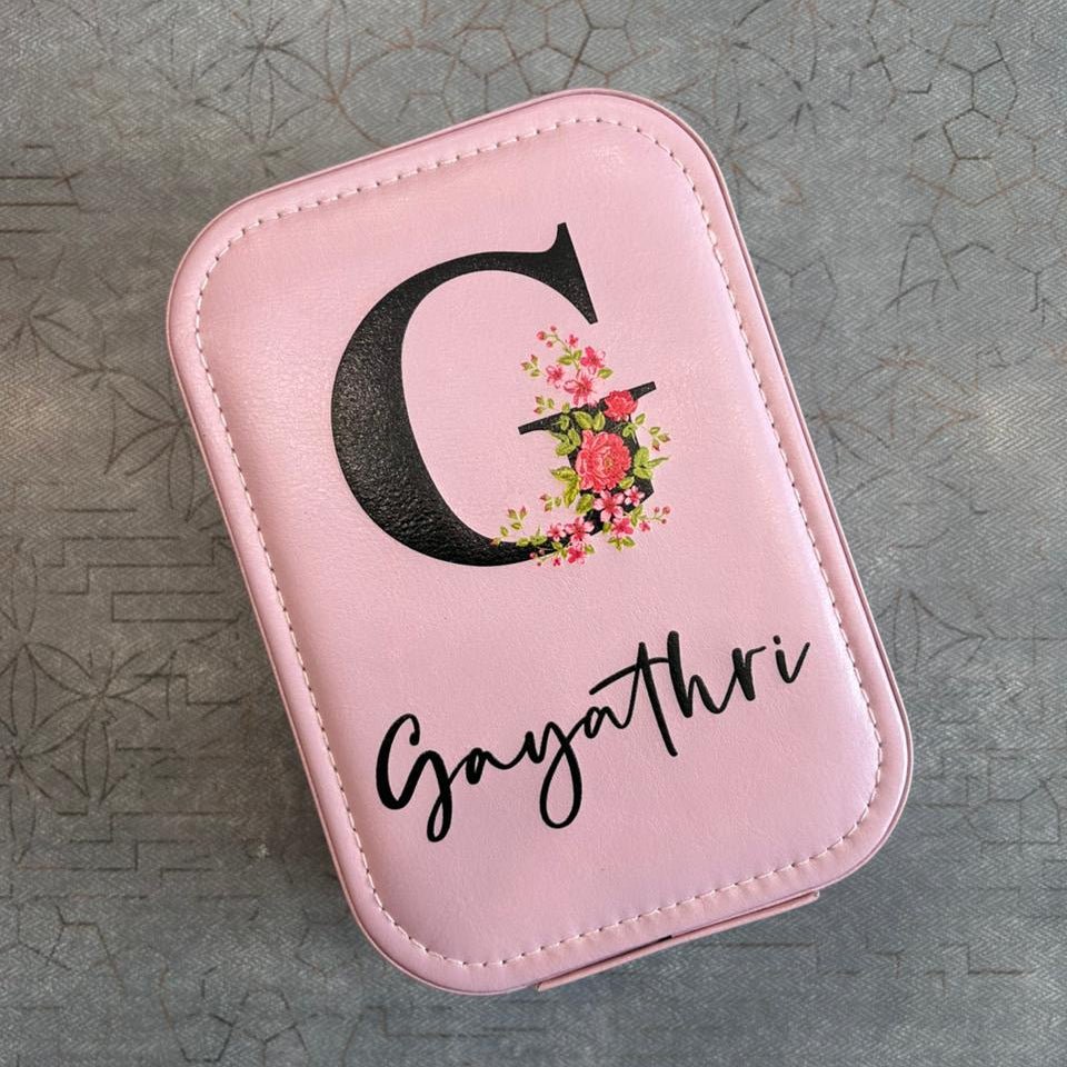 Personalised Printed Jewellery & Makeup Organiser Vanity Box with Rechargeable Touch Sensor Led Mirror - 3 Light Mode - The Gifting Era