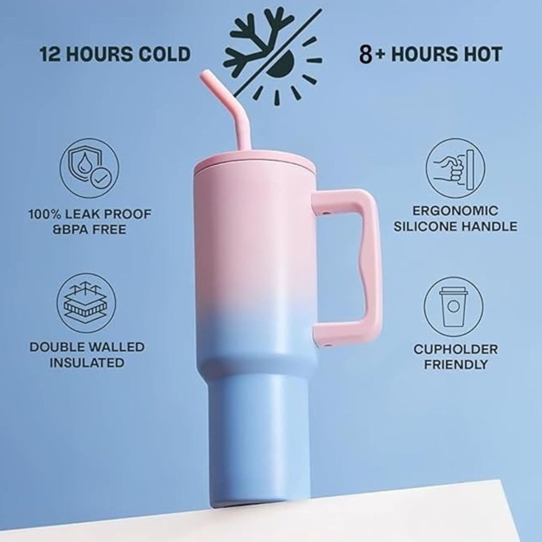 Personalised Quencher Stanley 1200 ML Double Wall Vacuum Tumbler With Straw & Straw Cleaner - The Gifting Era