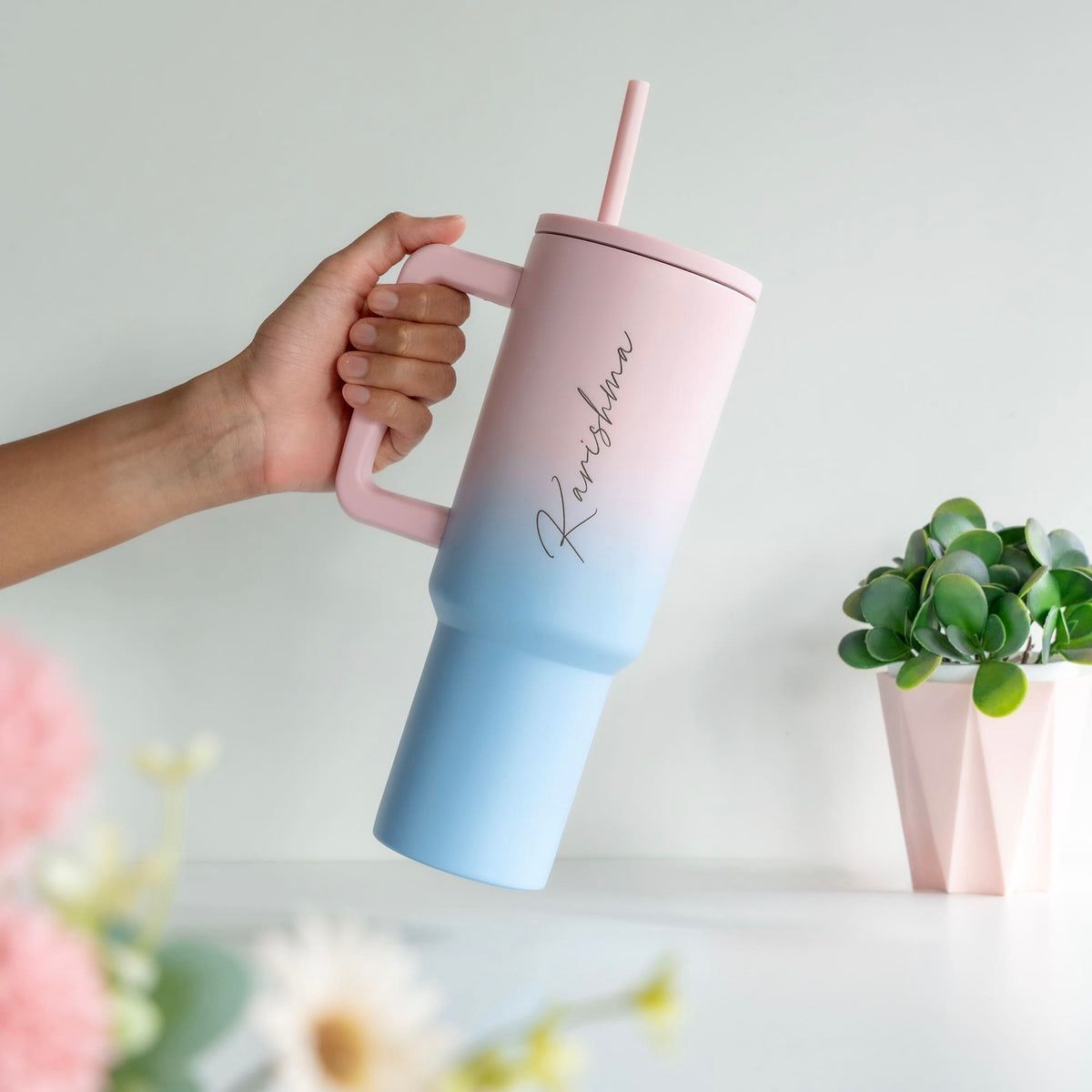 Personalised Quencher Stanley 1200 ML Double Wall Vacuum Tumbler With Straw & Straw Cleaner - The Gifting Era