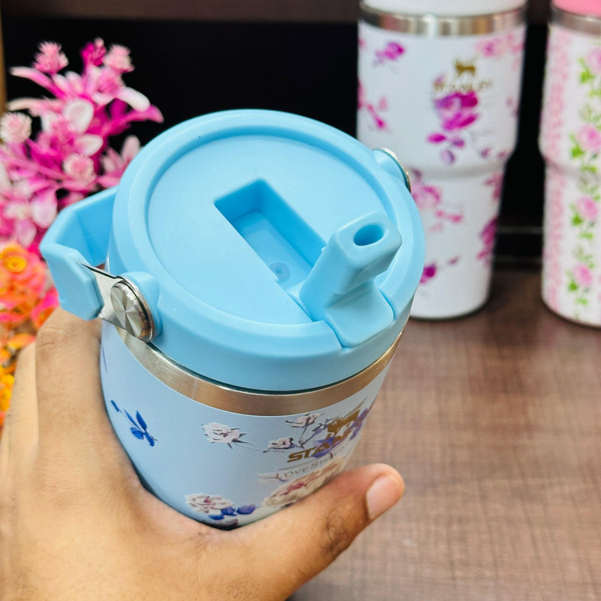Personalised Stanley Floral Sipper Vacuum Tumbler with Handle - 600 ML - The Gifting Era