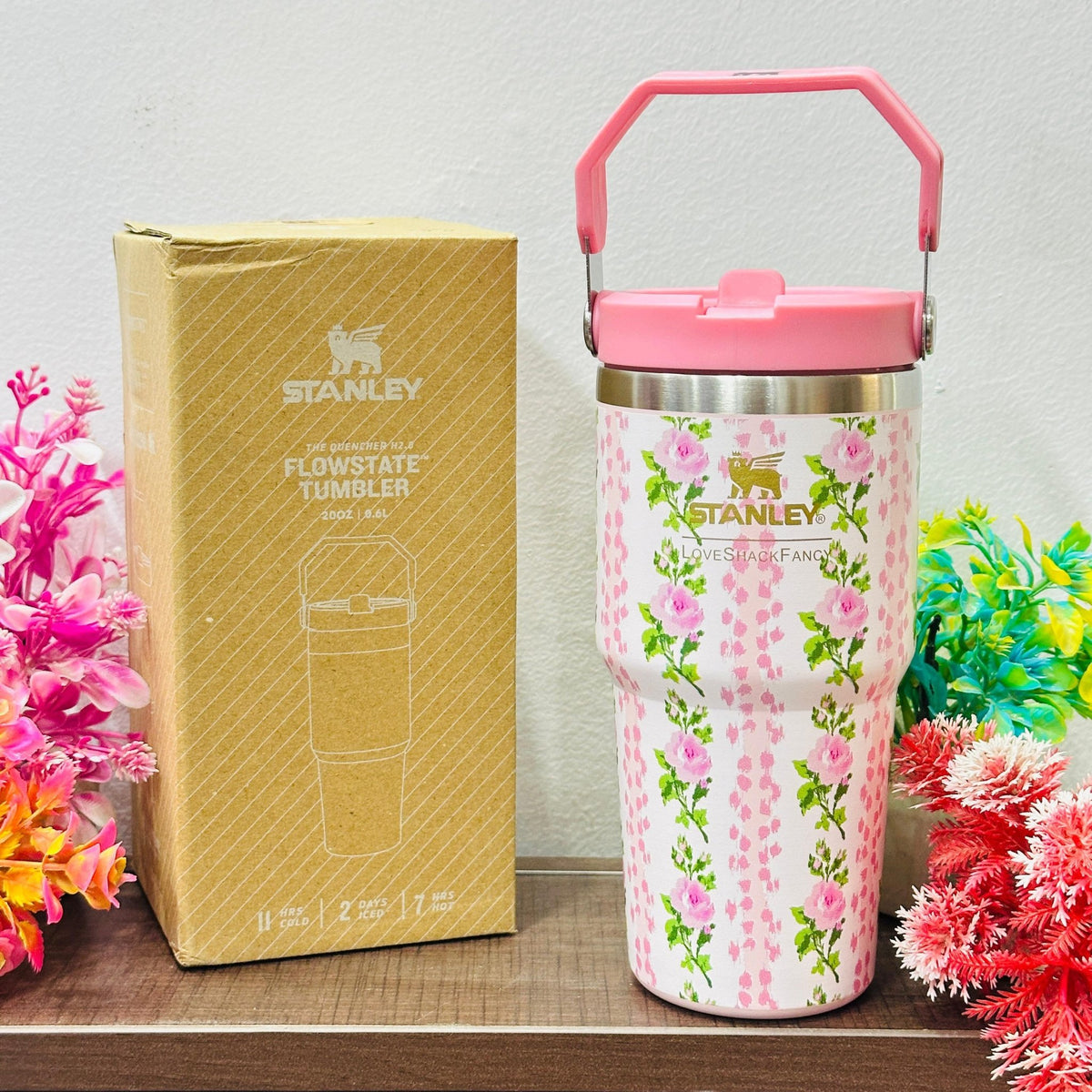 Personalised Stanley Floral Sipper Vacuum Tumbler with Handle - 600 ML - The Gifting Era
