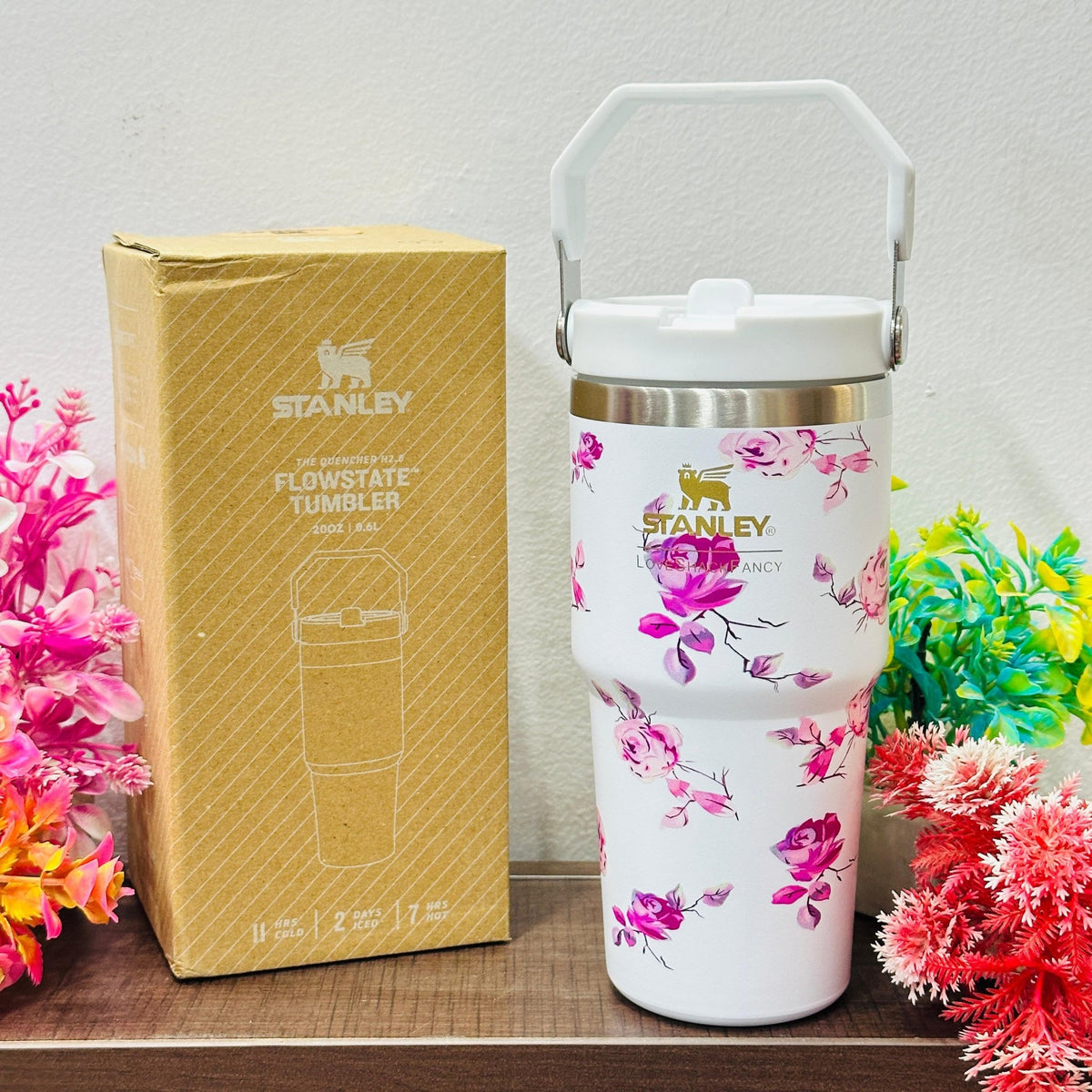 Personalised Stanley Floral Sipper Vacuum Tumbler with Handle - 600 ML - The Gifting Era