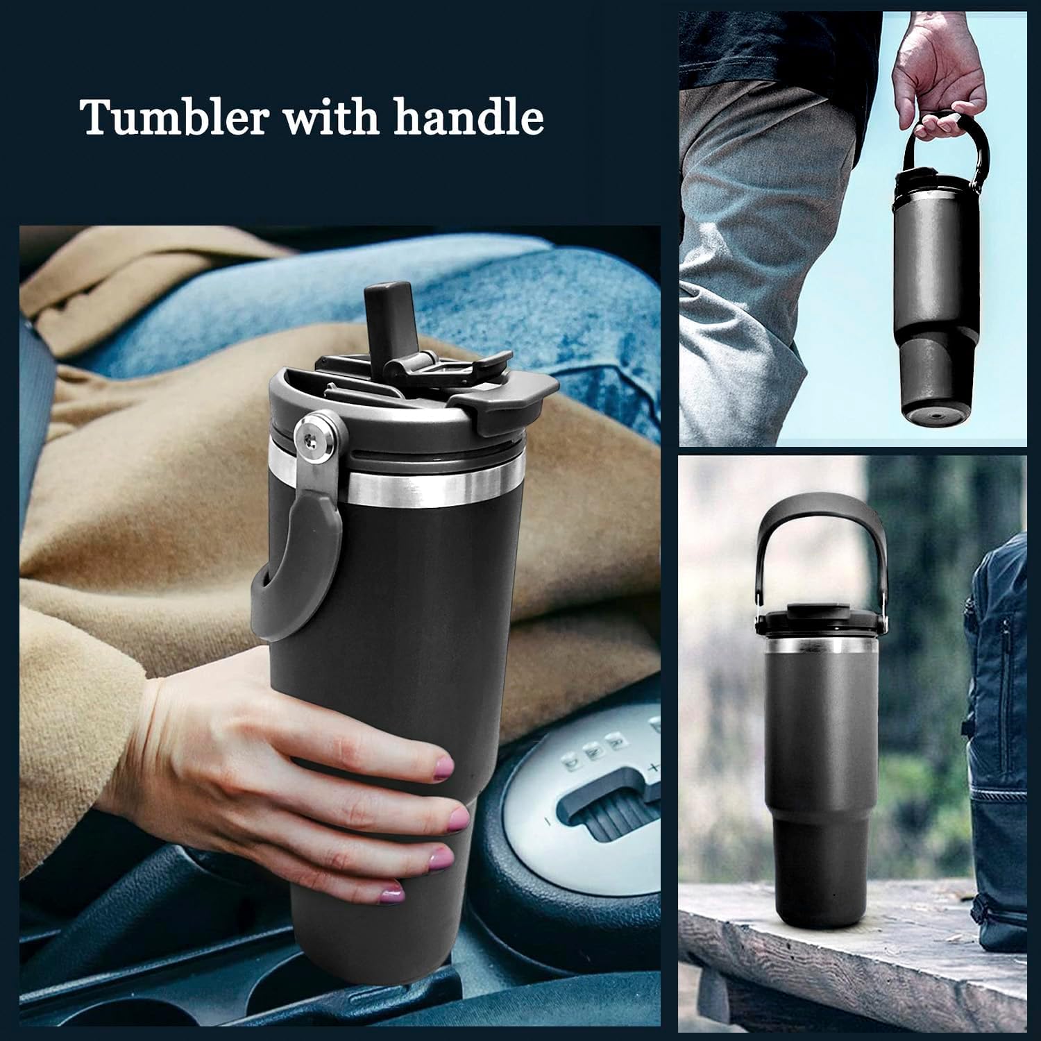 Personalised Stanley Vacuum Sipper Tumbler with Handle - 900 ML - The Gifting Era