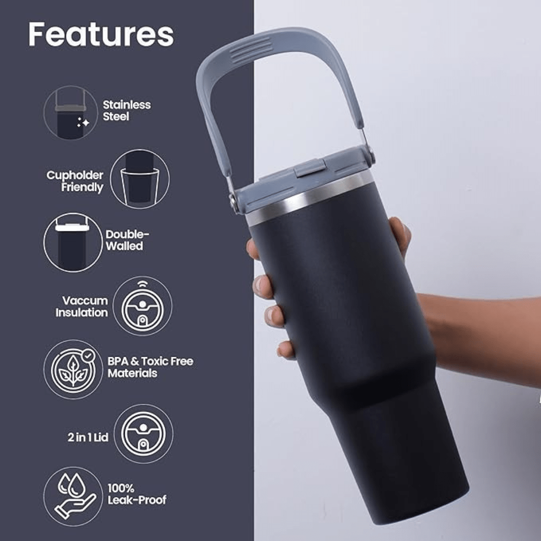 Personalised Stanley Vacuum Sipper Tumbler with Handle - 900 ML - The Gifting Era