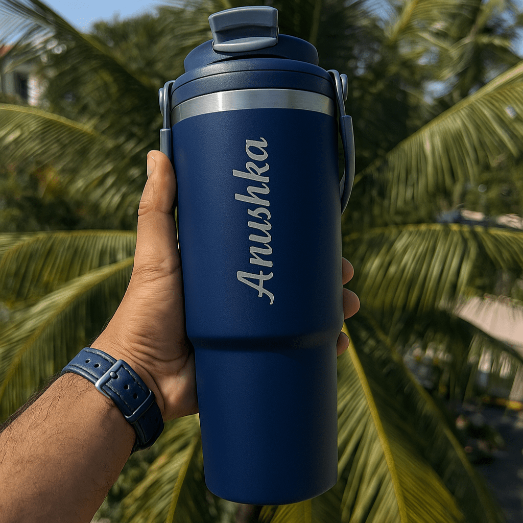 Personalised Stanley Vacuum Sipper Tumbler with Handle - 900 ML - The Gifting Era