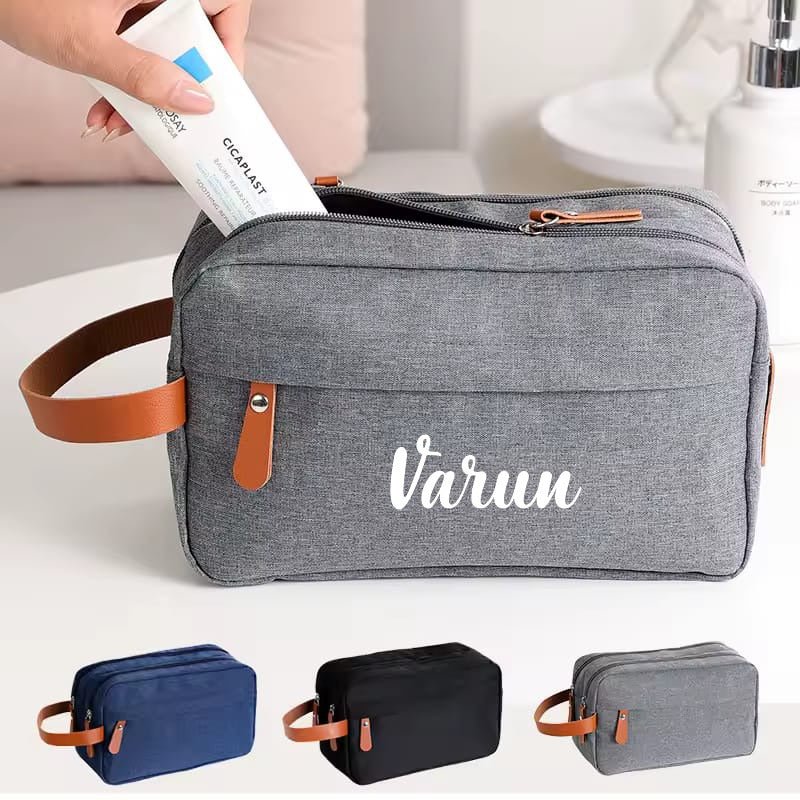Personalised Toiletry Organizer 3 Zipper Cotton Pouch - The Gifting Era