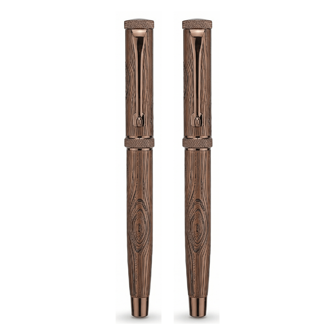 Personalised Woodwright Limited Edition Wooden Textured Metallic Fountain Pen - Dark Chocolate Bronze - The Gifting Era